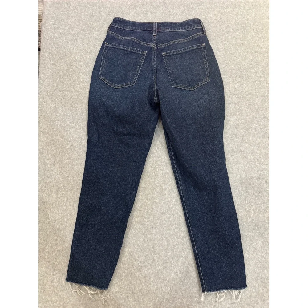 Old Navy High-Rise Curvy OG Straight Jeans Dark‎ Wash Button Fly Raw Hem Size 6